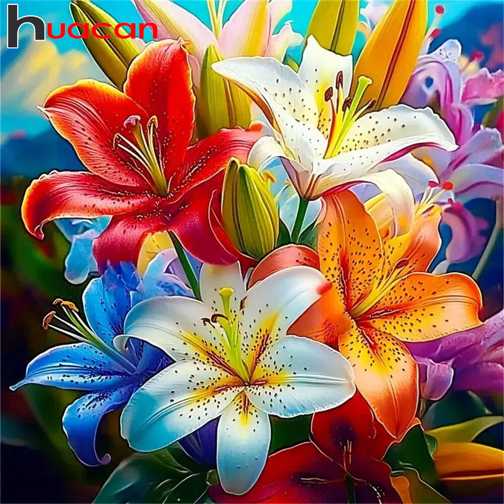 Resin Art Wallpaper - Huacan Modern Art Flower Diamond Painting