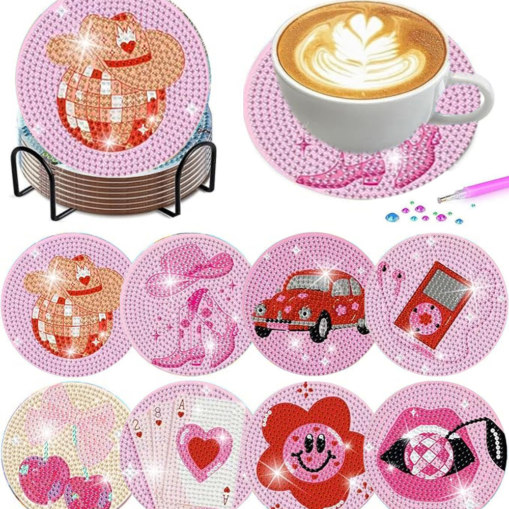 Resin Art Canvas - 8 Pieces/Set of Diamond Painting Coasters