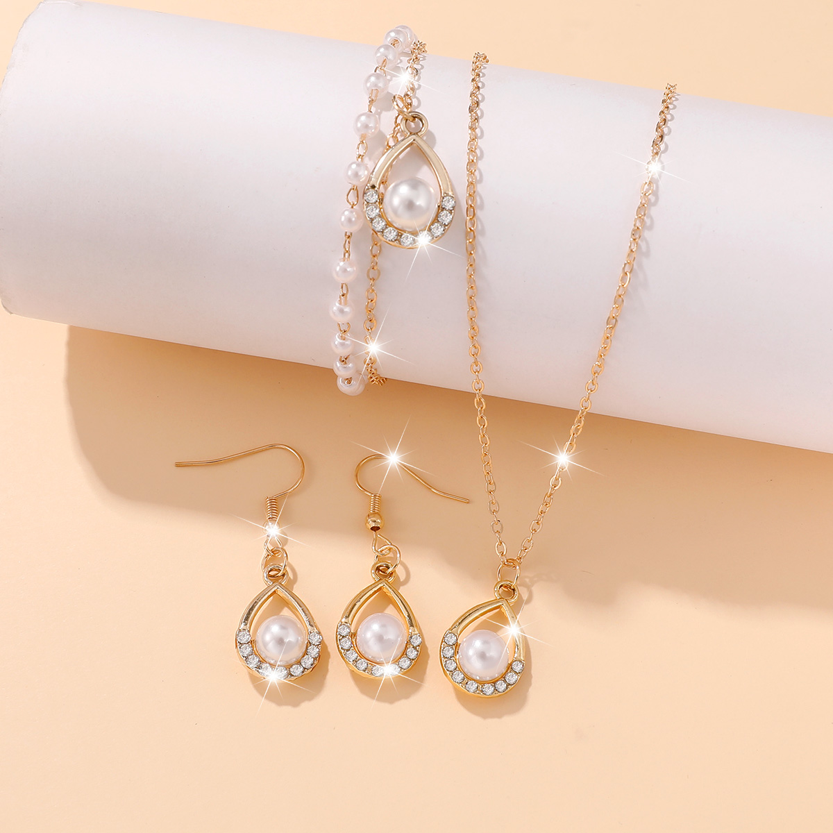 4Pcs Women Teardrop Pearl Rhin - огляд і ціна Resin Art Necklace