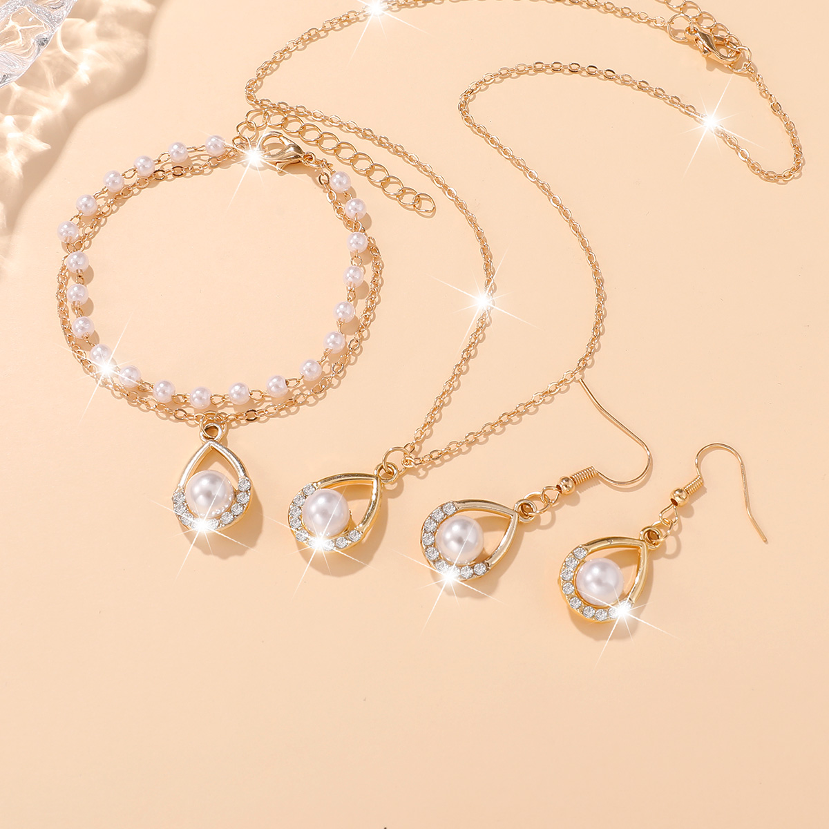 4Pcs Women Teardrop Pearl Rhin - огляд і ціна Resin Art Necklace