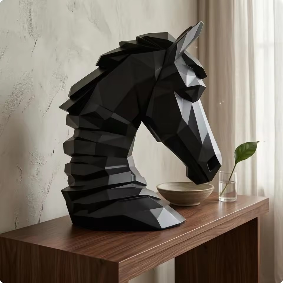 Cube Horse Head Sculpture, Col - огляд і ціна Resin Art Cube