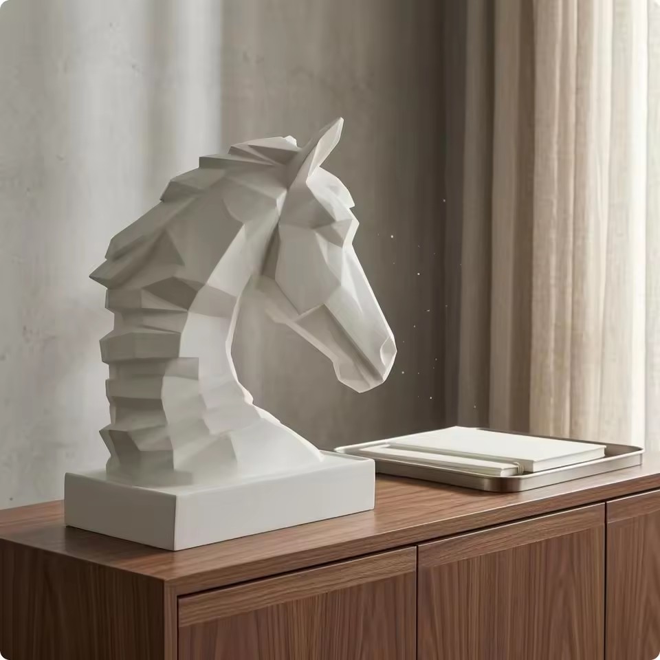 Cube Horse Head Sculpture, Col - огляд і ціна Resin Art Cube