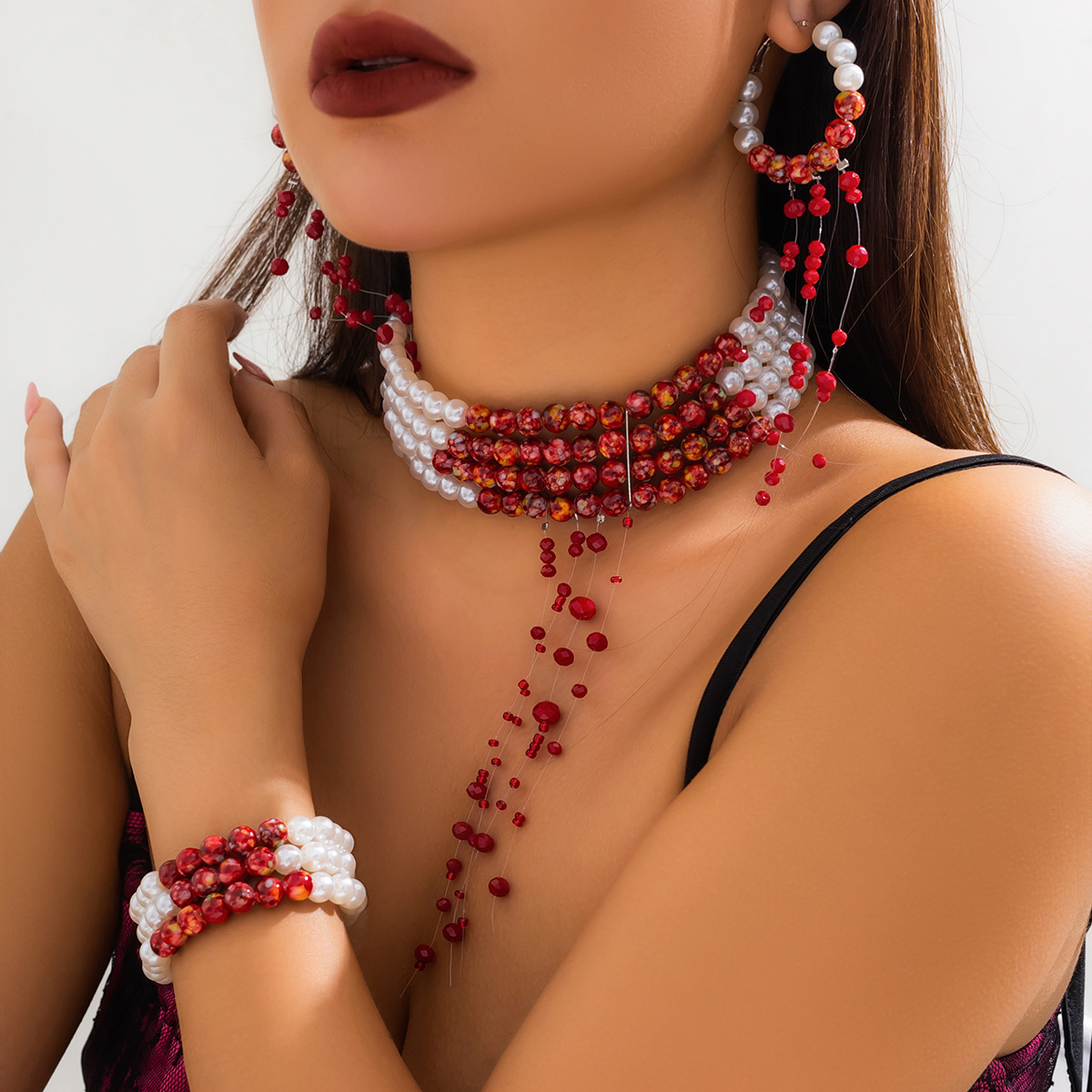 Multilayer Vintage Red Blood P - огляд і ціна Resin Art Necklace