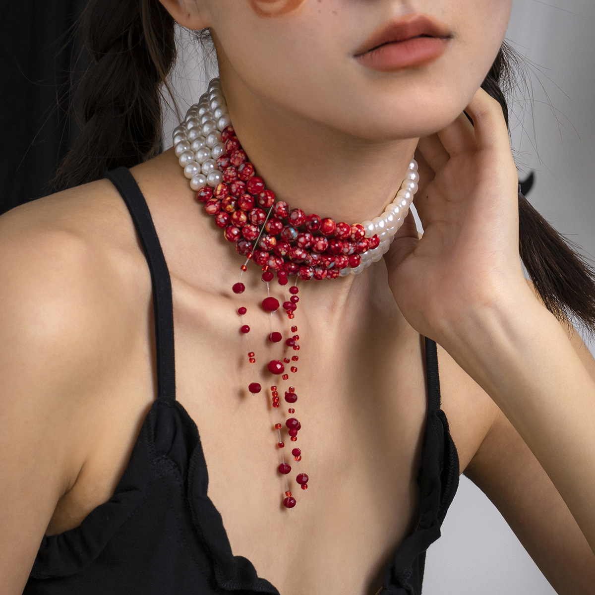 Multilayer Vintage Red Blood P - огляд і ціна Resin Art Necklace