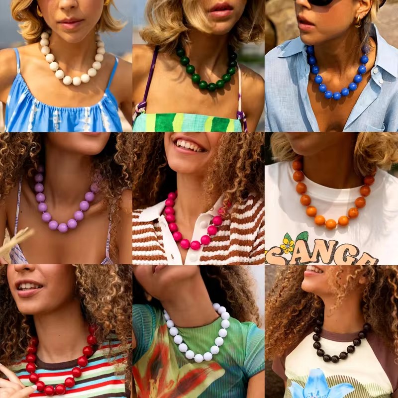 Tocona New Colorful Big Bead C - огляд і ціна Resin Art Necklace