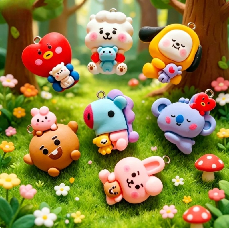 7pcs BT21 Resin Cartoon Charm  - огляд і ціна Resin Art Box