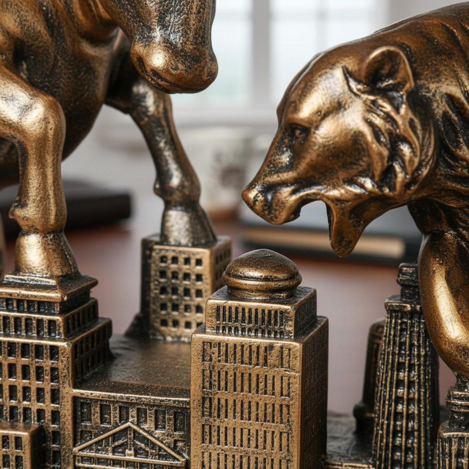 Motivational Bull Bear Statue  - огляд і ціна Resin Art Business