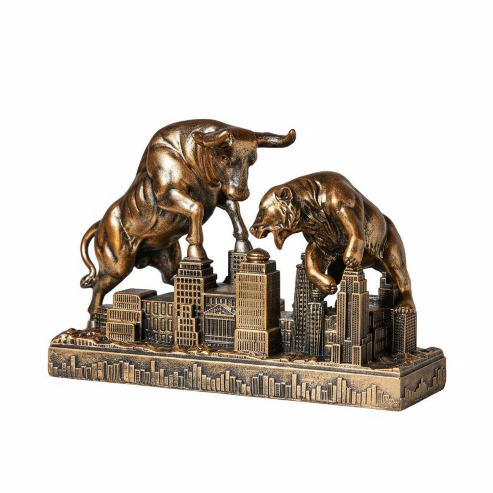 Motivational Bull Bear Statue  - огляд і ціна Resin Art Business