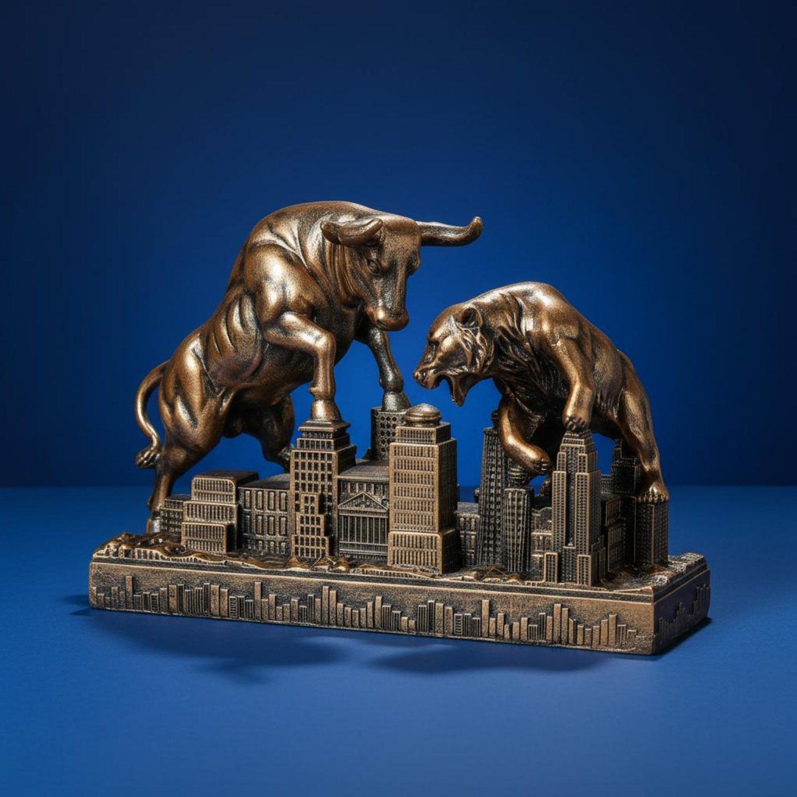 Motivational Bull Bear Statue  - огляд і ціна Resin Art Business