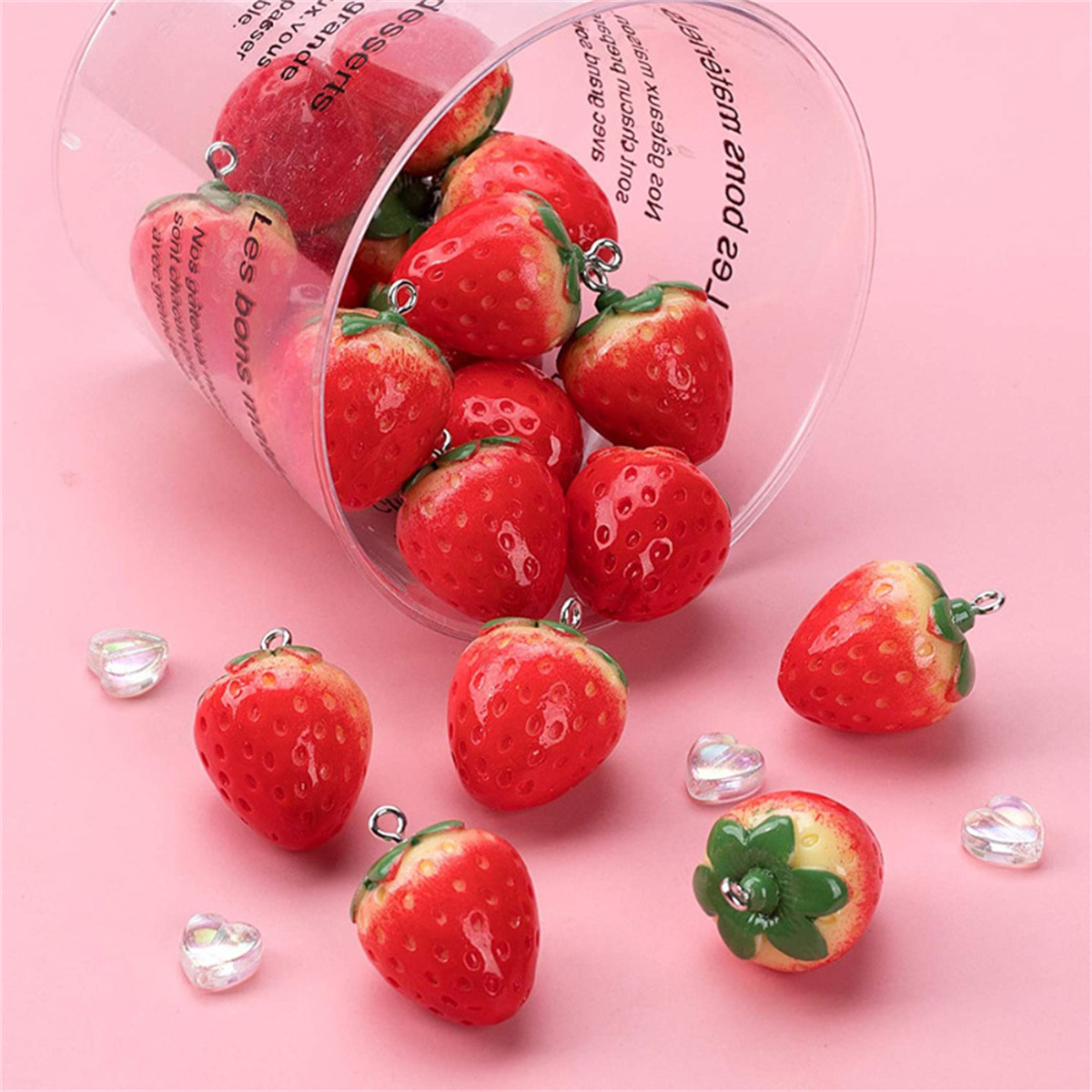 SG04 Cute 5pcs Strawberry Frui - огляд і ціна Resin Art Necklace